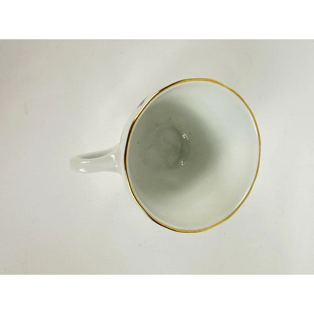 Porsgrund Farmer's Rose Demitasse Cup & Saucer Norway Porcelain Gold Trim